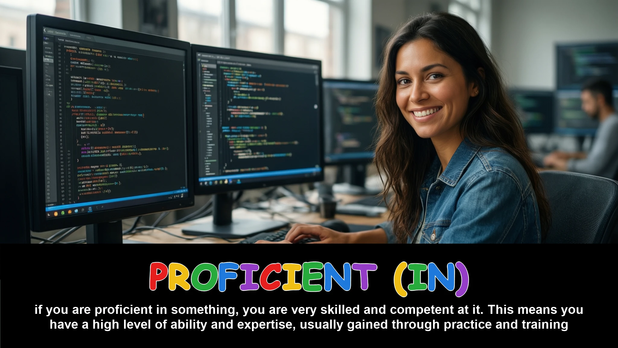 English Illustration for proficient (in)